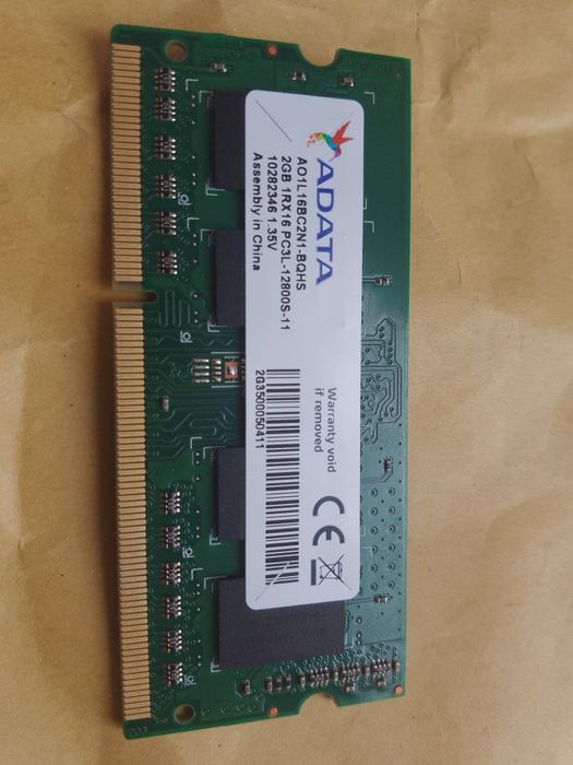 Оперативная память DDR3L ADATA 2GB 1RX16 PC3L-12800S-11