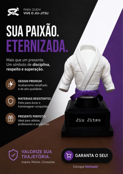 Trofeu bjj - JiuJitsu - Simples de acordo com sua faixa! 15cm