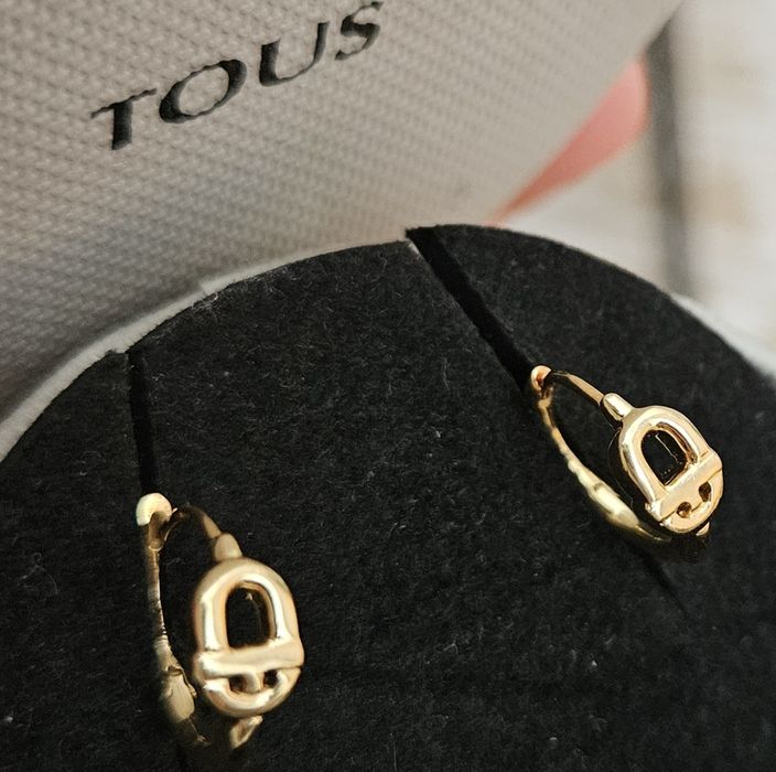 złote kolczyki kreolki TOUS manifesto pr.750 kółeczka koła kółka złota