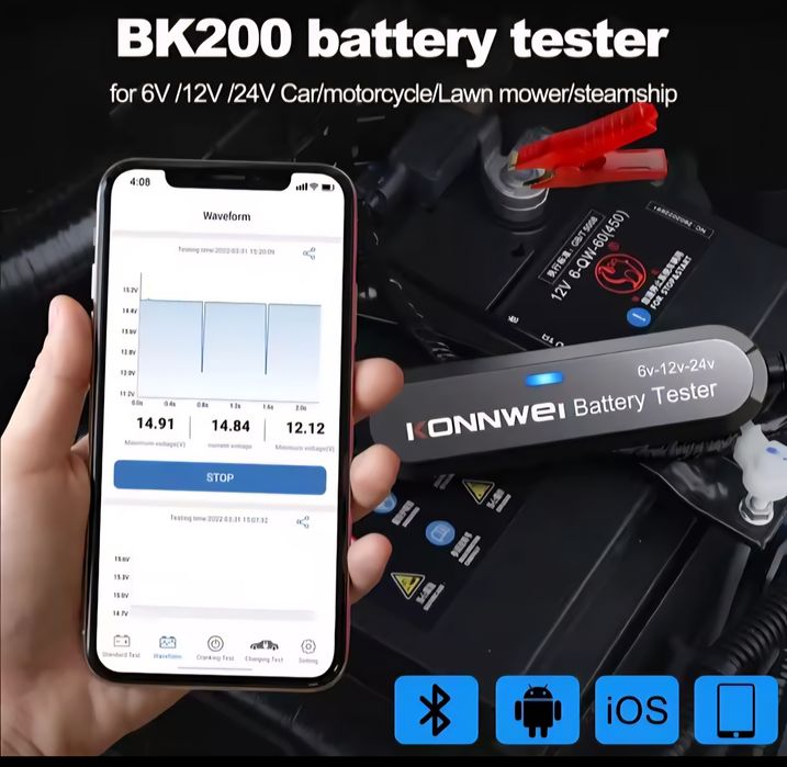 Тестер автомобильного аккумулятора KONNWEI BK200 6V 12V 24V