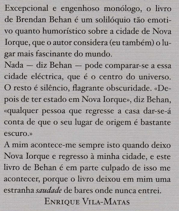 Nova Iorque de Brendan Behan Col. Viagens Tinta da China [Portes Inc]