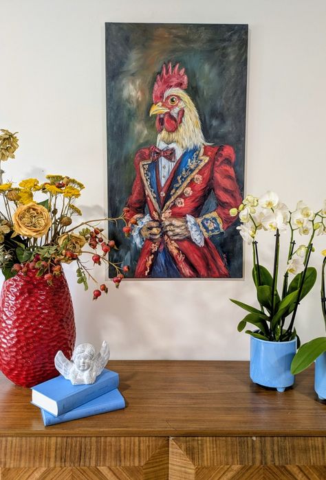 Quadro pintado a óleo, 90x50 cm