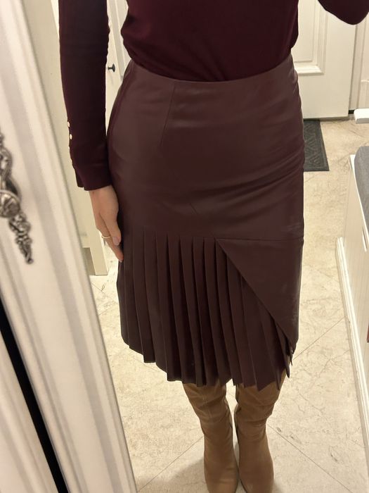 Ochnik skórzana spódnica burgund