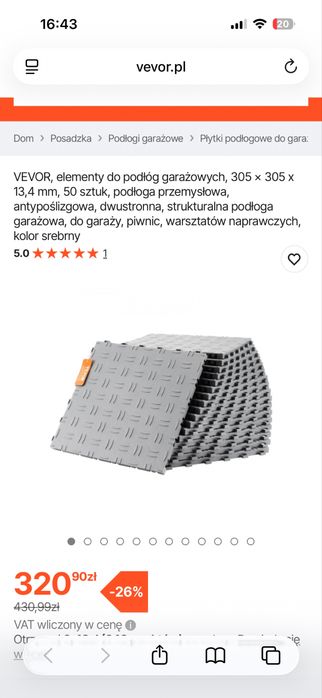 Płytki garażowe srebrne, nowe