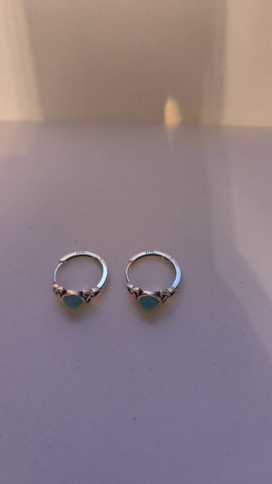 Сережки, серьги нежные с бирюзой 925 проба