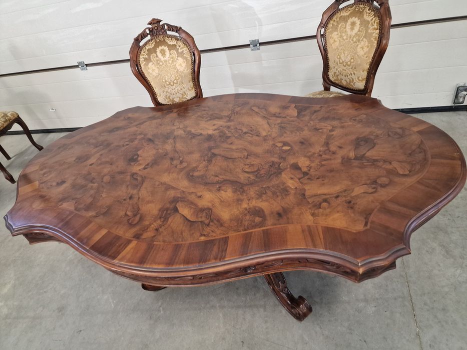 Stół z  czterema krzesłami Włoski oryginał Ludwik Barok