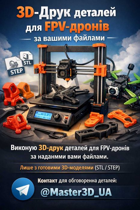 3D друк деталей для FPV дронів за файлами STL STEP