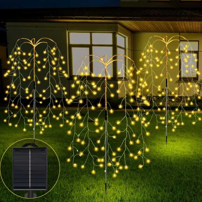 2x Lampa Ogrodowa Solarna LED Wodospad Druciki Drzewko Lampki Ogrodu