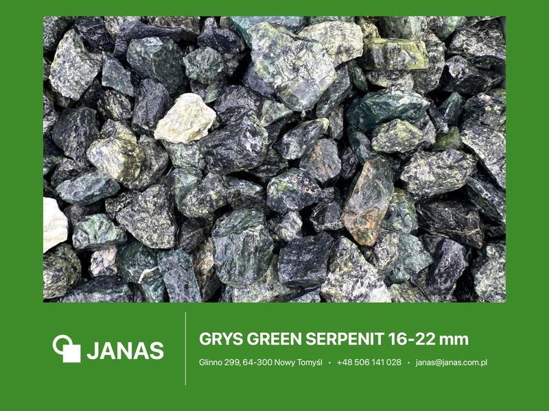 Grys green serpentynit 16-22 mm