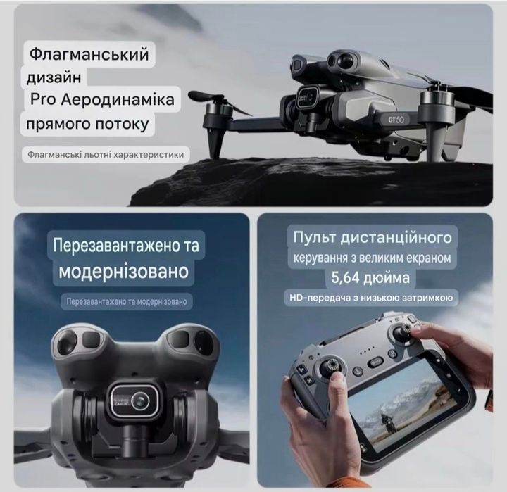 Новий Квадрокоптер дрон GT50-4K з вбудованим екраном на пульті