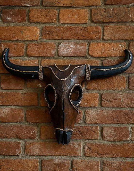 Rzeźba, Maska - Byk - Bawół Drewno, Rękodzieło 31x42 cm Indonezja