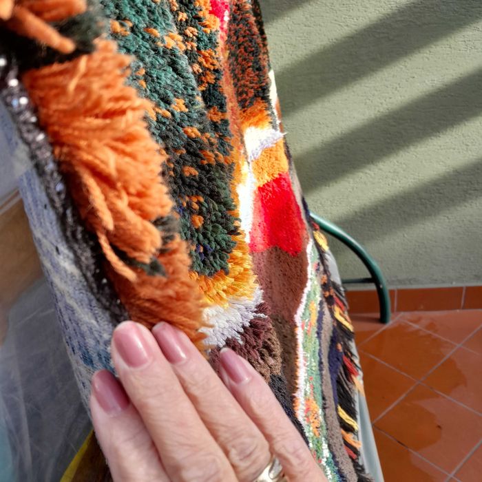 Unikatowy dywan /obraz na ścianę. Przetykana włóczka, vintage