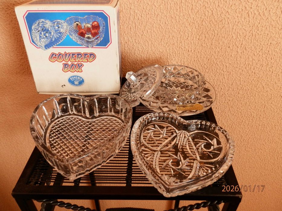 Lote - Açucareiro + Bombonière em Cristal de  Bohème