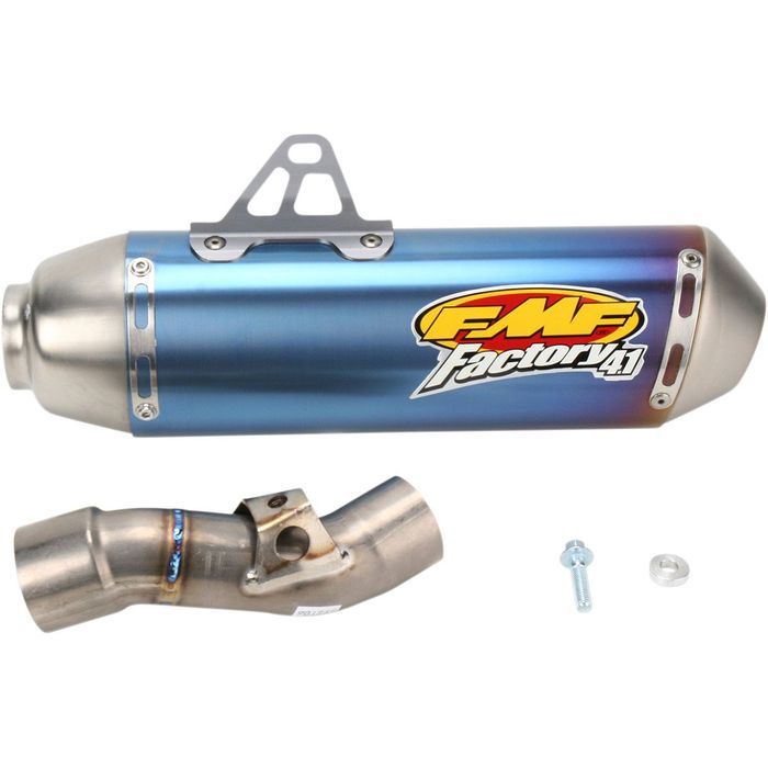 ponteira de escape fmf factory 4.1 slip-on muffler titanium blue