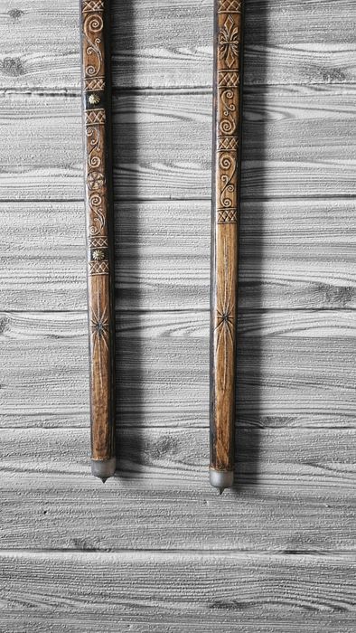 2x ciupaga góralska drewniana prawdziwa żelazny grot dzień ojca ozdoba