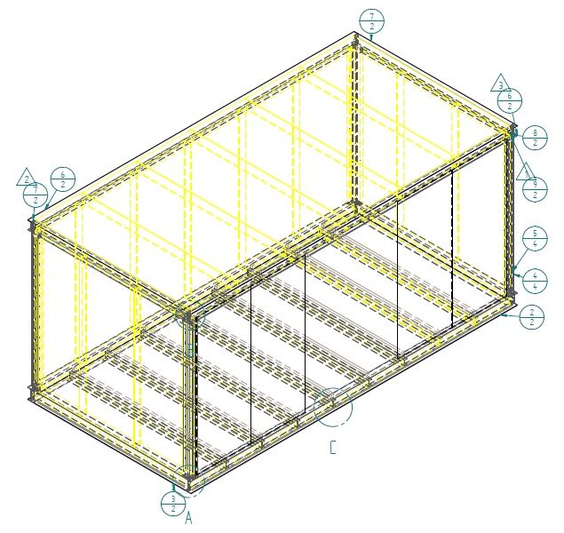 Konstrukcja nośna stalowa rama na bunkier schron ziemianka 3x3x6 m