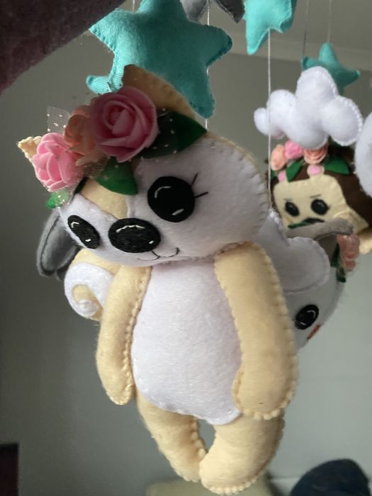 Karuzela do łóżeczka handmade filcowa zwierzątka leśne