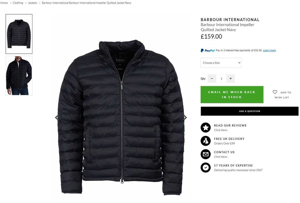 Мужской микро пуховик Barbour International Impeller