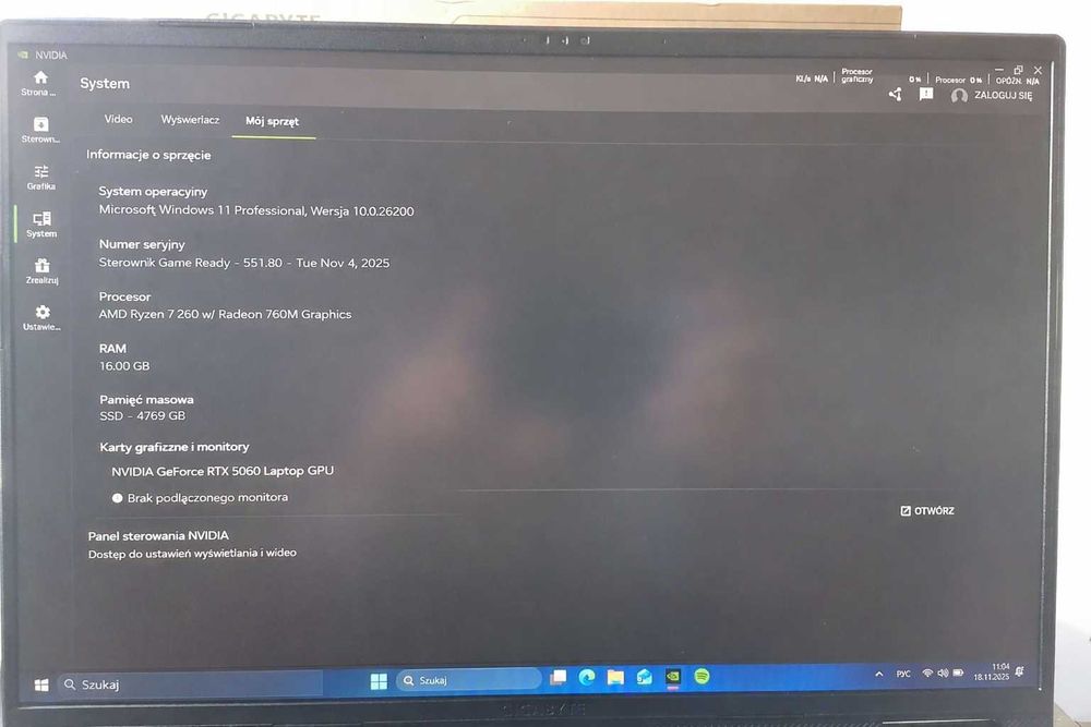 Gigabyte Ryzen 7  RTX 5060 8GB  16GB RAM  144Hz  GWARANCJA