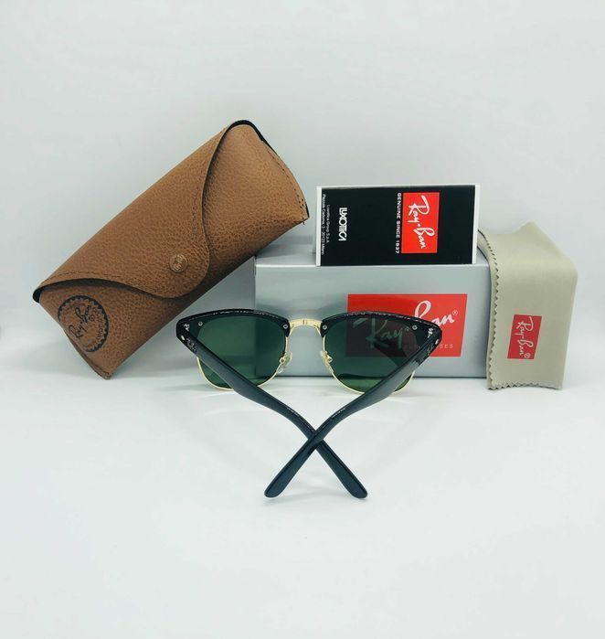 Солнцезащитные очки Ray Ban Clubmaster 3016 Gold-Green 51мм стекло