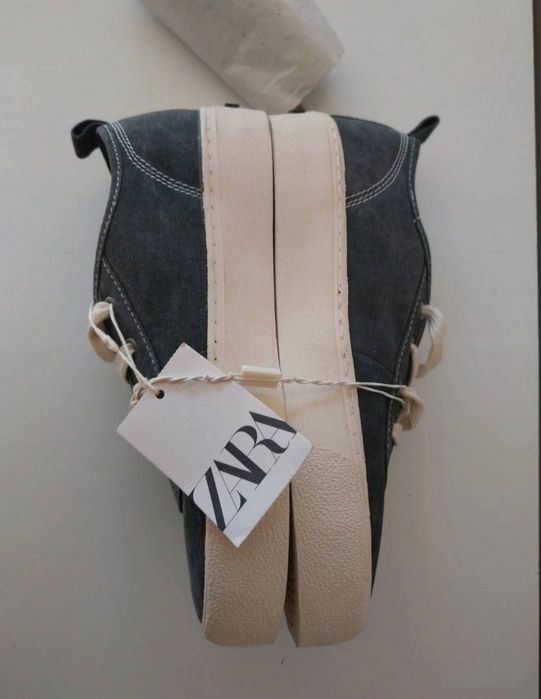 Sapatilhas tecido | cinzento efeito desgastado | Zara | Tamanho 36