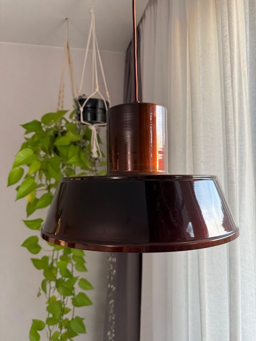 Lampa wisząca brązowa retro vintage loft space age bauhaus art deco
