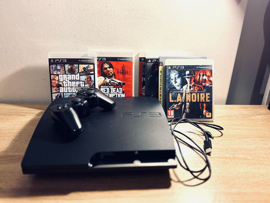PS3 Slim 350gb +jogos +comando original +fios