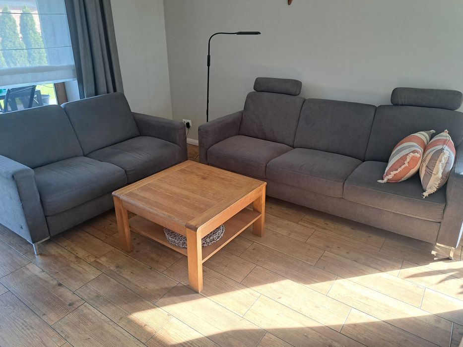 Kanapa szara dwójka plus trójka rozkładana