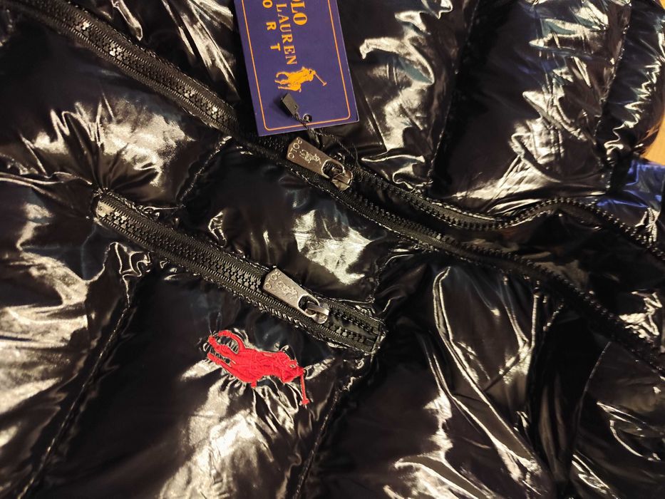 Nowa męska kurtka zimowa puchowa Polo Ralph Lauren M/L czarna połysk