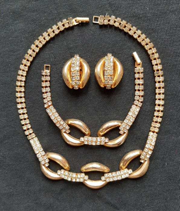 Бижутерия винтаж СССР Чехословакия JABLONEX колье пояс браслет стразы