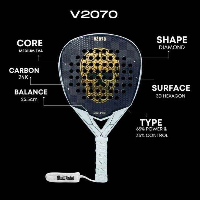 Ракетка для Падель (Padel) тенісу – Skull Padel V2070 Oro Blanco 24K
