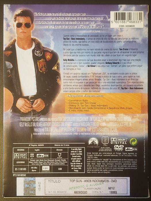 Top Gun edição especial 2 DVD, libreto
