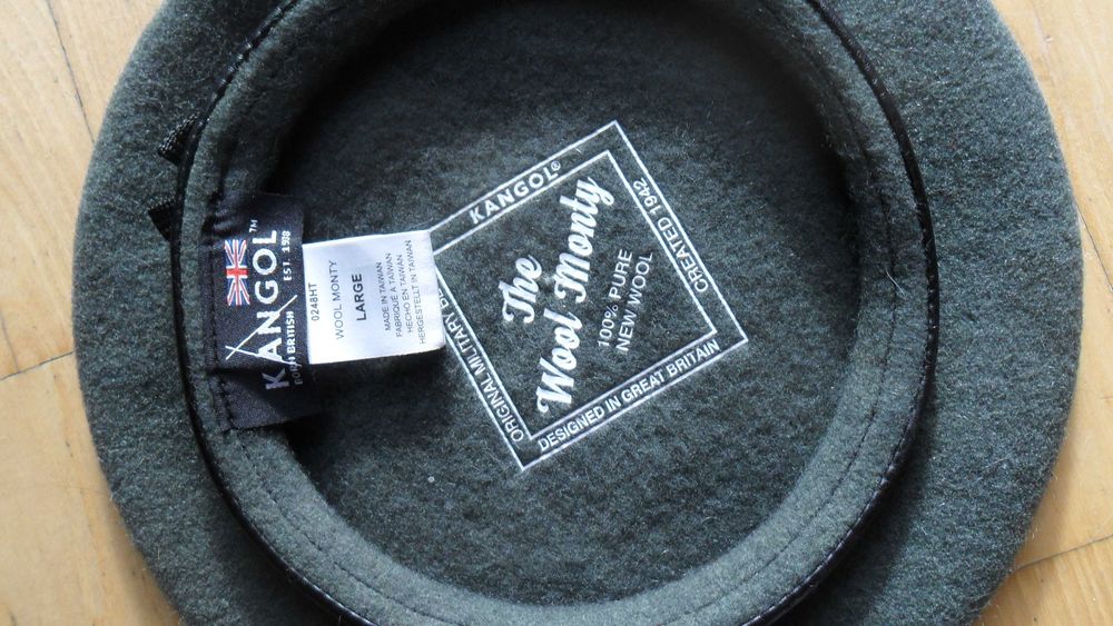 Kangol-oliwkowy beret vintage L/wena