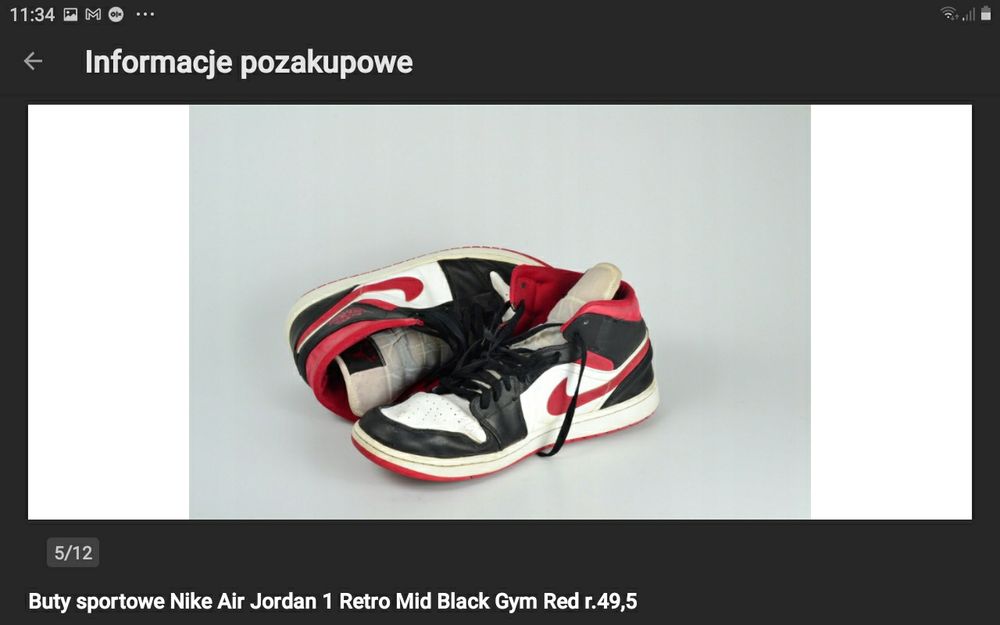 Buty nike air jordan 1 retro mid 49,5  15  33cm