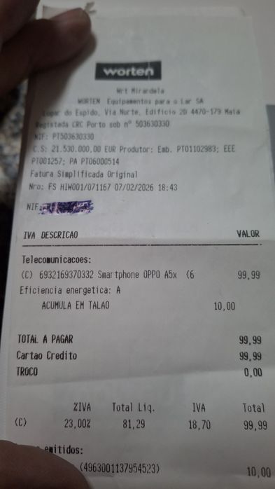 Vendo telemóvel Oppo a5x