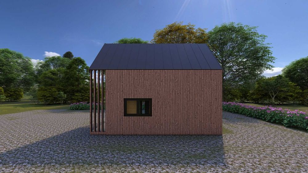 Dom Szkieletowy Całoroczny Typu Stodoła Nowoczesny Antresola D67