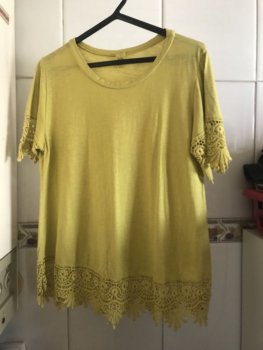 Blusa algodao com renda
