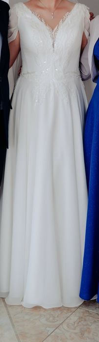 (sprawdź opis) Suknia ślubna z rękawami a'la Galadriela (+gratisy)