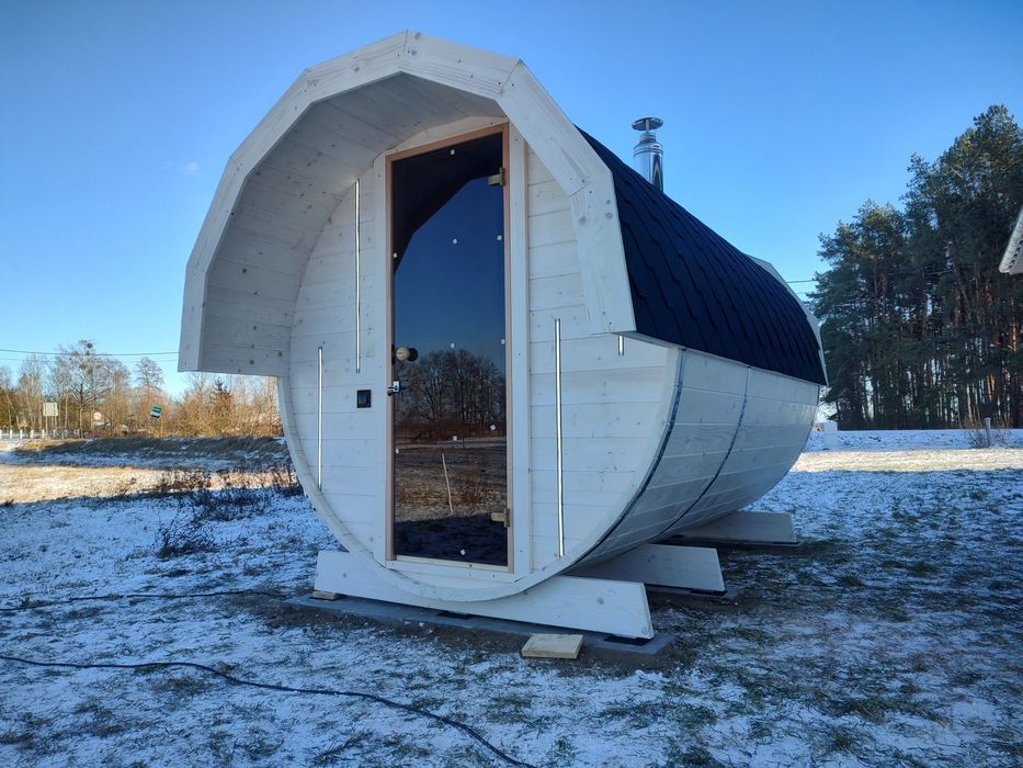 ZESTAW SPA: Sauna Beczka 350cm (Przedsionek) + Balia z Masażem | Solid