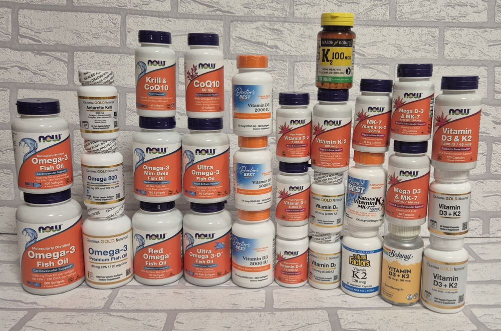 Омега, Д3, Цинк, Таурін, К2, біотин, вітаміни. Now foods. Айхерб.