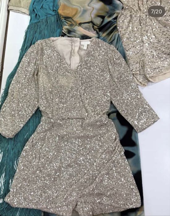 Комбез в пайетку зі спідницею на запах