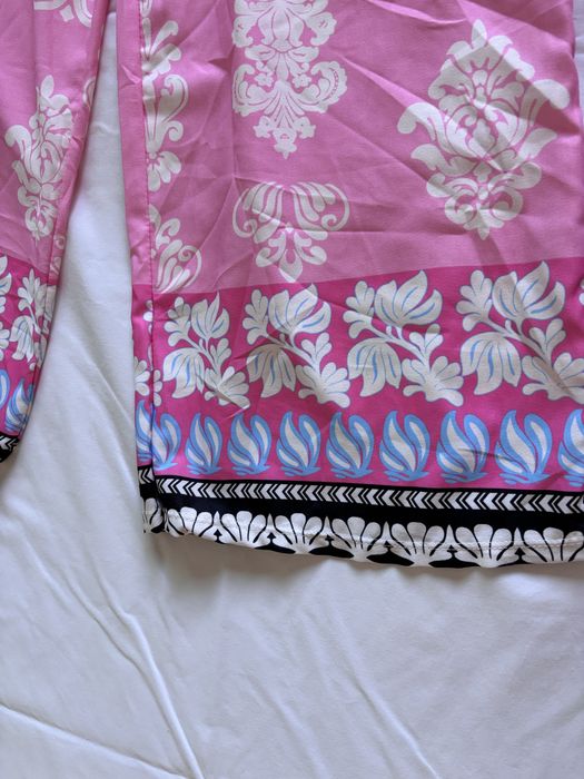Calças pantalonas tons rosa, tamanho L (novas)