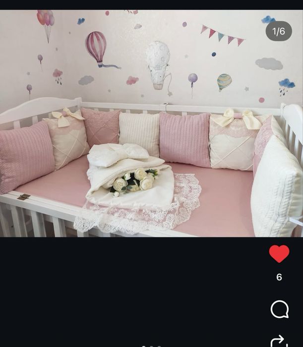 Продам бортики в кроватку для девочки НОВЫЕ