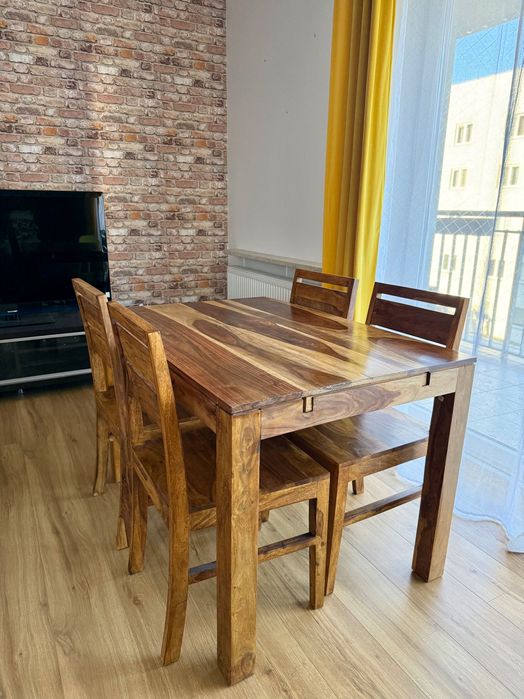 Stół drewniany Mango 120x80 z krzesłami