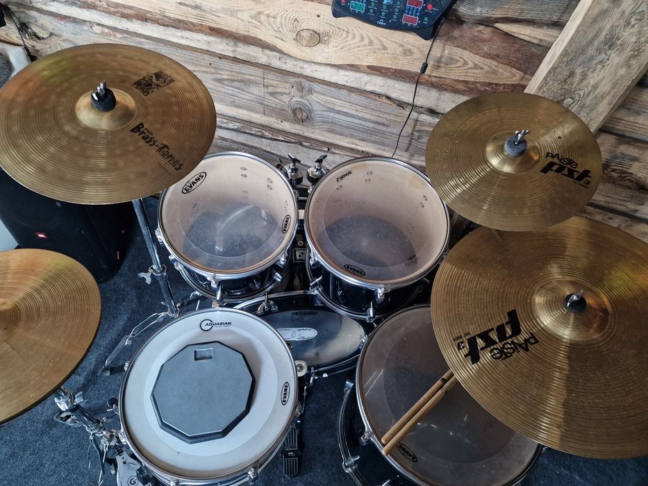 Perkusja Sonor 503 + talerze Paiste , werbel i pedal – super stan