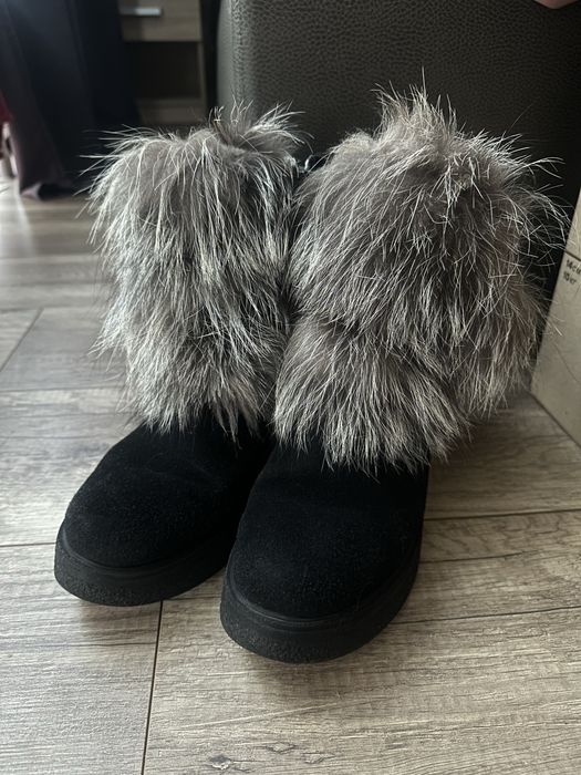 Жіночі зимові сапожки натуральна замша хутро чорнобурки