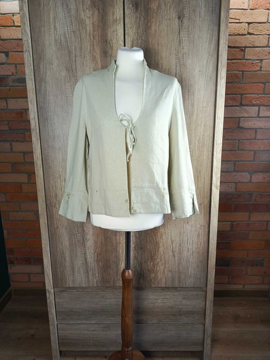 altroModa lniana koszula beżowa z haftem 55% len 45% rayon 38 M