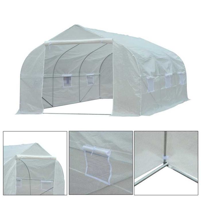 Estufa de Jardim Aço galvanizado e Plástico – 450x300x200 cm