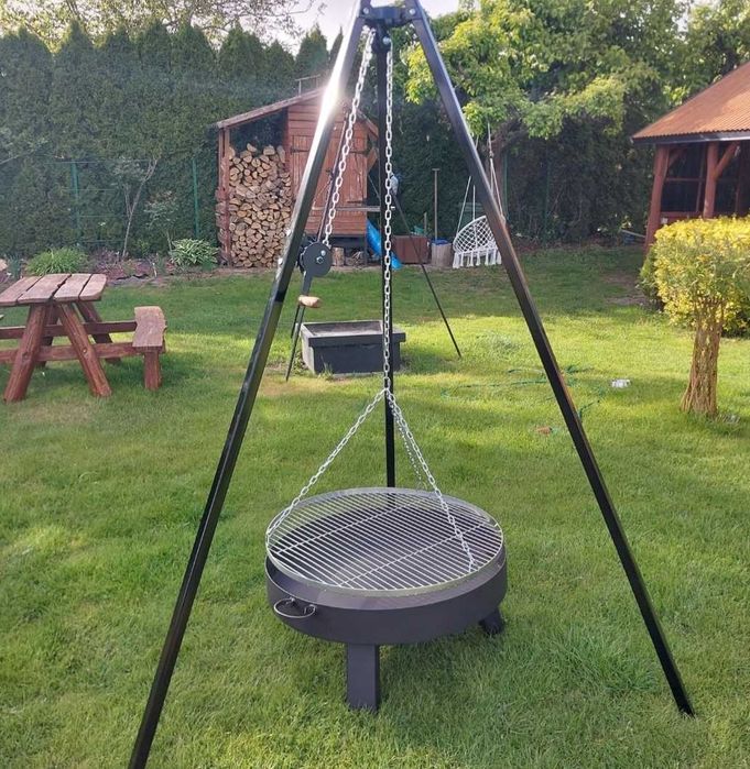 Grill,komplet 80 cm,ruszt kwasoodporny,trójnóg palenisko 4mm