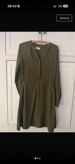 Sukienka Armedangels khaki S – kloszowana, długi rękaw
